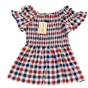 BMG Mia Belle Girls Red, White & Blue Smocked Top